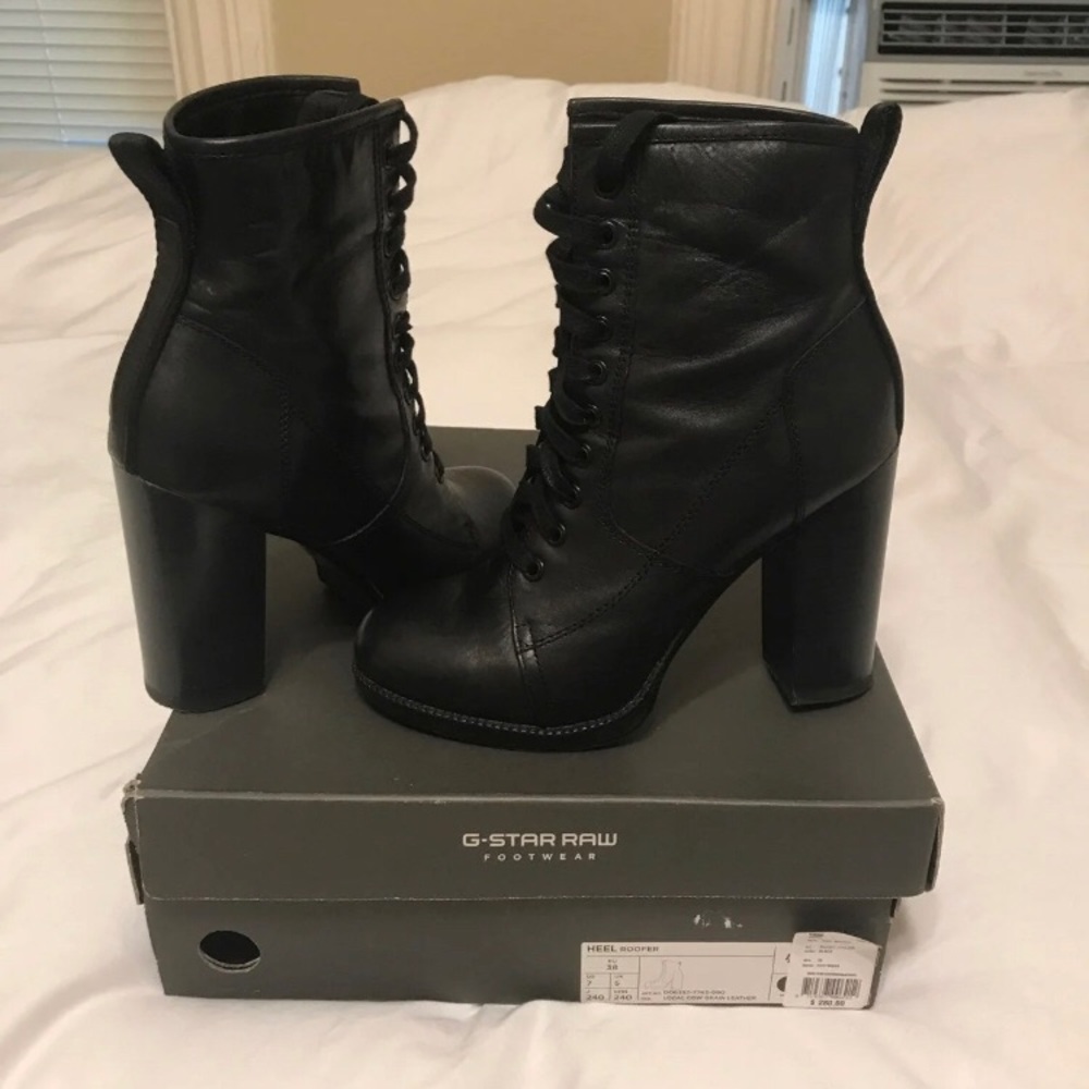 G-STAR RAW Heel Roofer Black Boots Sz 7 Like New NO LONGER MADE